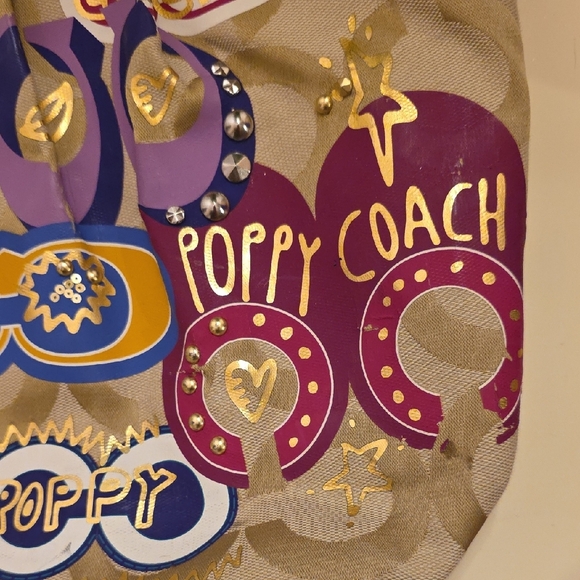 Coach Beige and Purple Graphic Tote - Picture 3 of 7